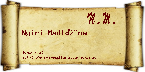 Nyiri Madléna névjegykártya